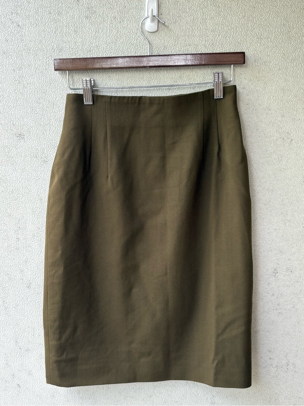 Jones New York 100% Wool Pencil Skirt Olive Green Tailored Workwear Size 4